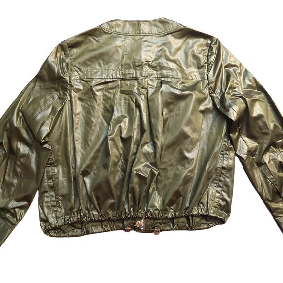 Richmond X Olive Green Pleated Cropped 3/4 Sleeve Jacket Sz 42 NWT - Picture 10 of 16